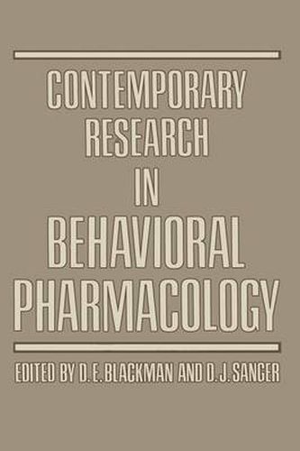 Cover image for Contemporary Research in Behavioral Pharmacology