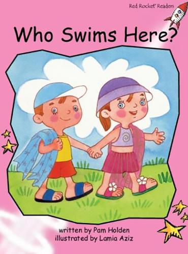 Cover image for Red Rocket Readers: Pre-Reading Fiction Set C: Who Swims Here? (Reading Level 1/F&P Level A)