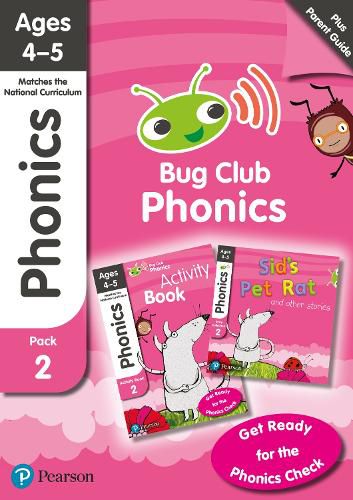 Bug Club Phonics Learn at Home Pack 2, Phonics Sets 4-6 for ages 4-5 (Six stories + Parent Guide + Activity Book)