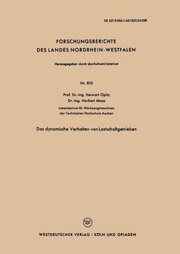 Cover image for Das Dynamische Verhalten Von Lastschaltgetrieben