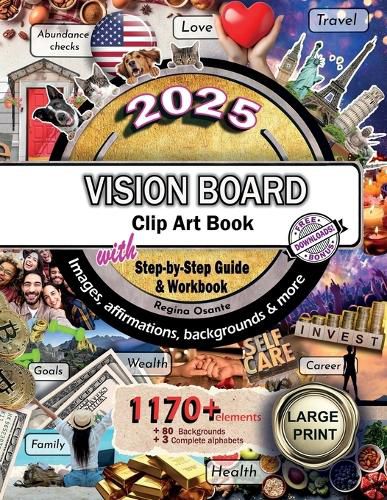 Cover image for 2025 Vision Board Clip Art Book Step by Step Guide and Workbook