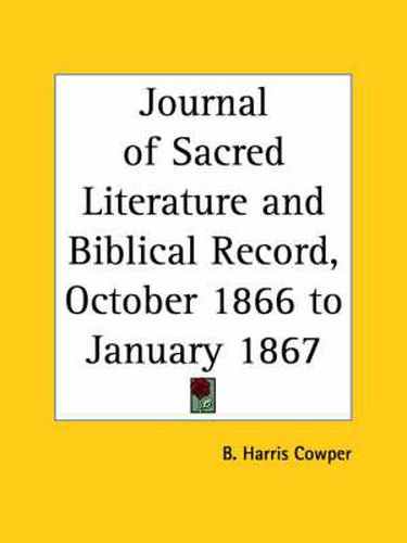 Cover image for Journal of Sacred Literature and Biblical Record (October 1866-January 1867)