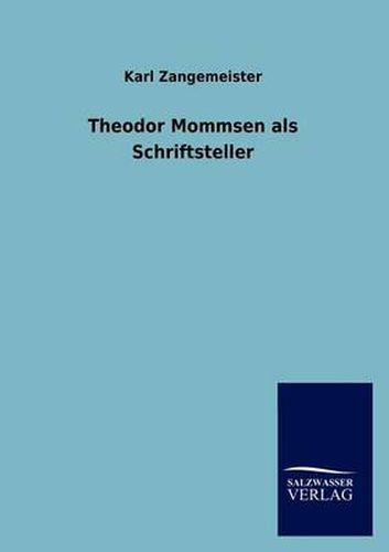 Cover image for Theodor Mommsen als Schriftsteller