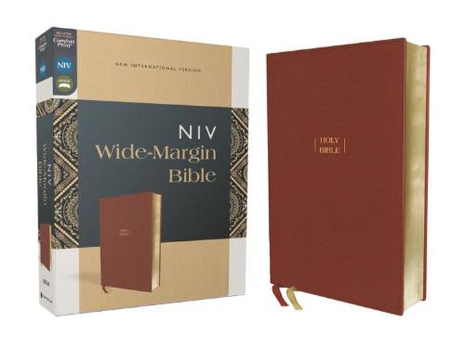 Cover image for NIV, Wide Margin Bible, Leathersoft, Brown, Red Letter, Comfort Print
