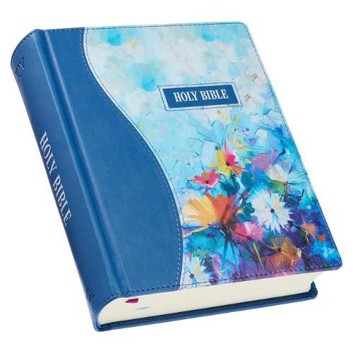 Cover image for KJV Holy Bible, Note-Taking Bible, Faux Leather Hardcover - King James Version, Blue Floral Printed