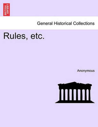 Cover image for Rules, Etc.