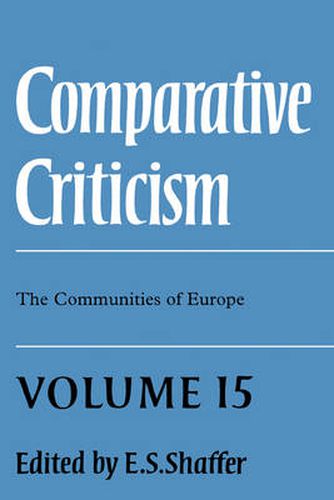 Cover image for Comparative Criticism: Volume 15, The Communities of Europe