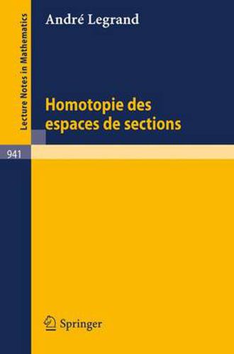Cover image for Homotopie Des Espaces de Sections