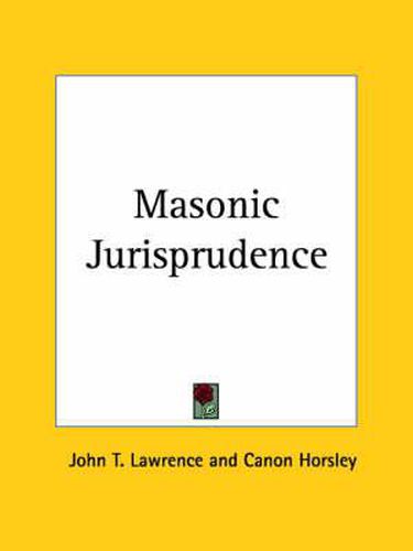 Cover image for Masonic Jurisprudence (1923)