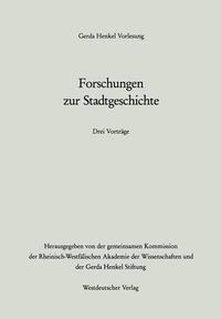 Cover image for Forschungen Zur Stadtgeschichte