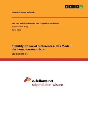 Cover image for Stability Of Social Preferences. Das Modell des homo oeconomicus