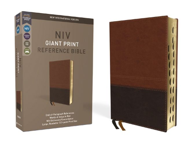 Cover image for NIV, Reference Bible, Giant Print, Leathersoft, Brown, Red Letter, Thumb Indexed, Comfort Print