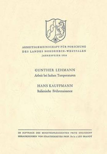 Cover image for Arbeit Bei Hohen Temperaturen. Italienische Fruhrenaissance