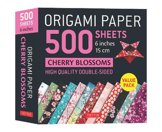 Origami Paper 500 Sheets Cherry Blossoms 6  (15 CM): Tuttle Origami Paper: High-Quality Double-Sided Origami Sheets Printed with 12 Different Patterns (Instructions for 6 Projects Included)