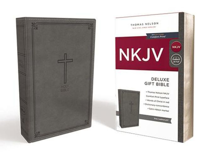 NKJV, Deluxe Gift Bible, Leathersoft, Gray, Red Letter, Comfort Print: Holy Bible, New King James Version