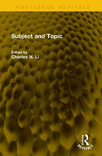 Cover image for Subject and Topic