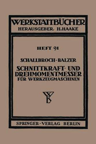 Cover image for Schnittkraft-Und Drehmomentmesser Fur Werkzeugmaschinen