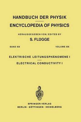 Cover image for Electrical Conductivity I / Elektrische Leitungsphanomene I