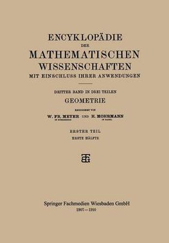 Cover image for Encyklopadie Der Mathematischen Wissenschaften Mit Einschluss Ihrer Anwendungen: Dritter Band: Geometrie