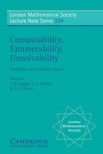 Cover image for Computability, Enumerability, Unsolvability: Directions in Recursion Theory