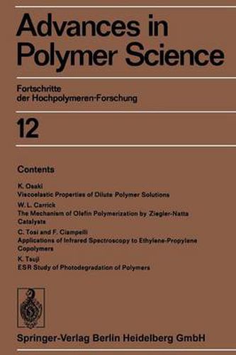 Advances in Polymer Science: Fortschritte der Hochpolymeren-Forschung