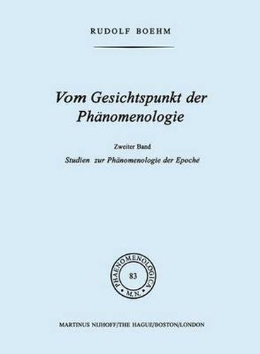 Cover image for Vom Gesichtspunkt Der Phanomenologie: Zweiter Band Studien Zur Phanomelogie Der Epoche