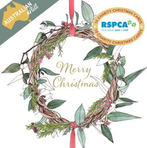 Cover image for Christmas Wreath RSPCA Charity Xmas Cards pk10 2024 [HS-XCP24003]