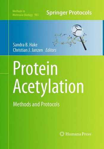 Cover image for Protein Acetylation: Methods and Protocols