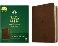 Cover image for NLT Life Application Study Bible, Third Edition, Large Print (Leatherlike, Rustic Brown Leaf, Red Letter)