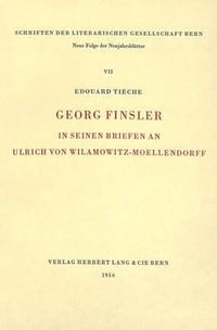 Cover image for Georg Finsler in Seinen Briefen an Ulrich Von Wilamowitz-Moellendorff