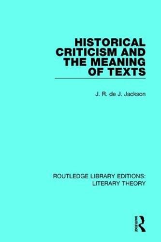 Cover image for Historical Criticism and the Meaning of Texts