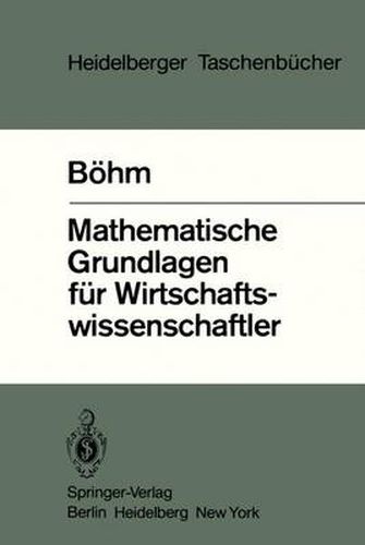 Cover image for Mathematische Grundlagen Feur Wirtschaftswissenschaftler