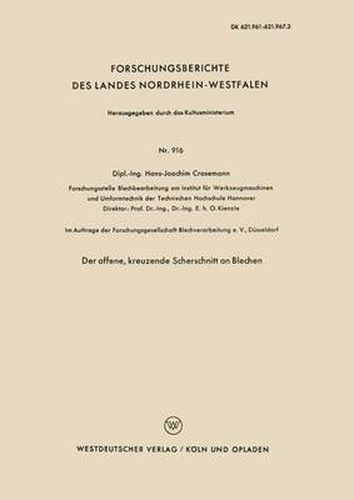 Cover image for Der Offene, Kreuzende Scherschnitt an Blechen