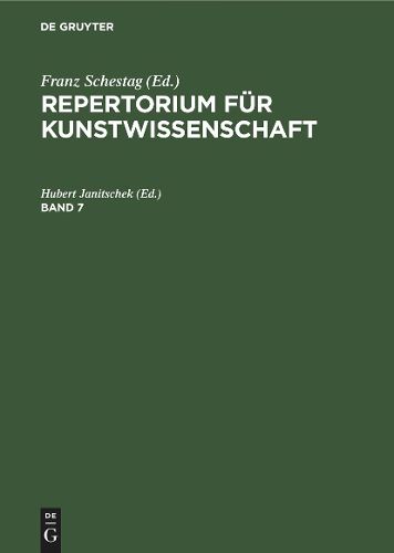 Cover image for Repertorium fur Kunstwissenschaft. Band 7