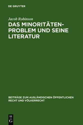 Cover image for Das Minoritatenproblem und seine Literatur