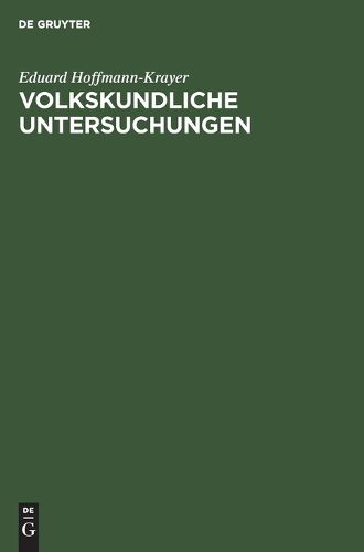 Cover image for Volkskundliche Untersuchungen