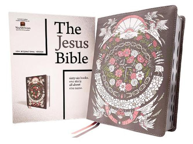 Cover image for The Jesus Bible Artist Edition, NIV, Leathersoft, Gray Floral, Thumb Indexed, Comfort Print