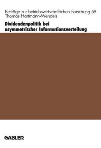 Cover image for Dividendenpolitik bei Asymmetrischer Informationsverteilung