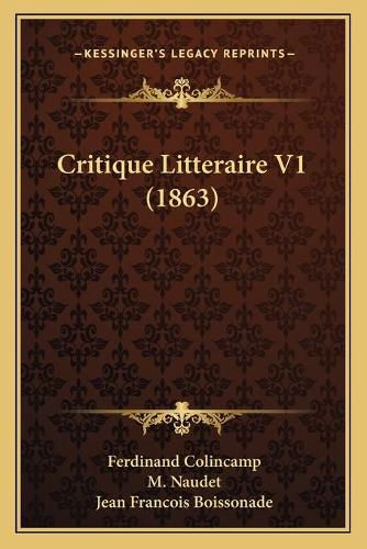 Critique Litteraire V1 (1863)