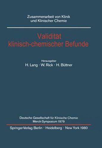 Cover image for Validitat Klinisch-chemischer Befunde