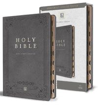 Cover image for KJV Holy Bible, Giant Print Thinline Large format, Gray Premium Imitation Leathe r with Ribbon Marker, Red Letter, and Thumb Index