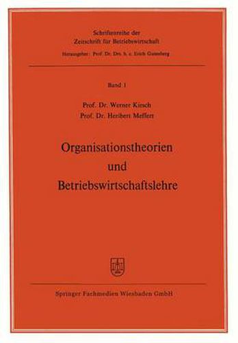 Cover image for Organisationstheorien Und Betriebswirtschaftslehre