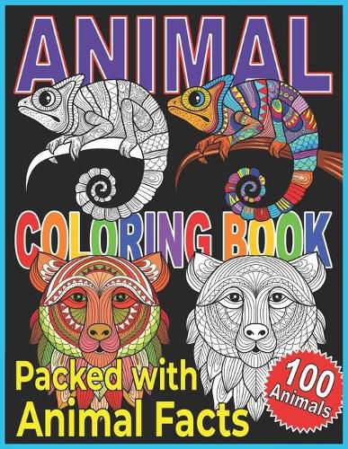 Cover image for ANIMAL COLORING BOOK: Animal Coloring Book For Kids. A Color, Discover, and Learn Coloring Book