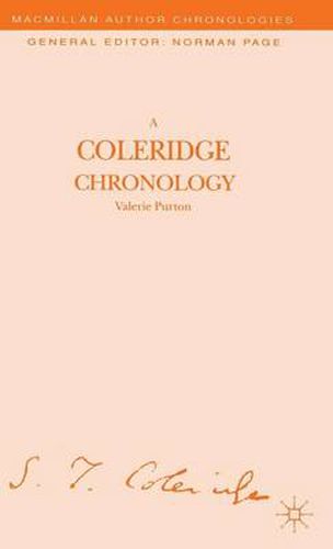 Cover image for A Coleridge Chronology