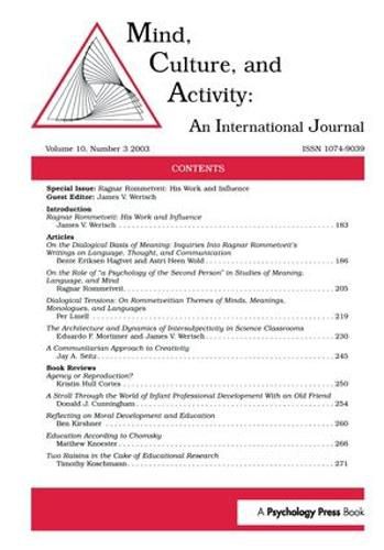 Cover image for Mind, Culture, and Activity: An International Journal: His Work and Influence:a Special Issue of mind, Culture, and Activity