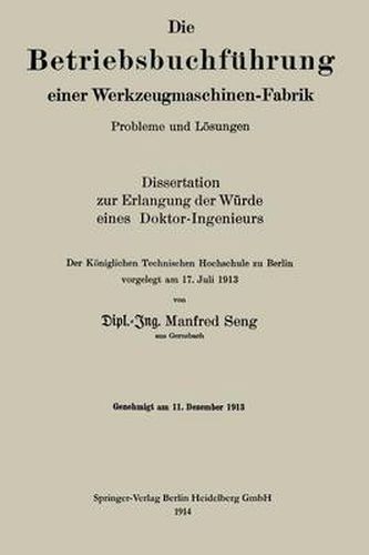 Cover image for Die Betriebsbuchfuhrung Einer Werkzeugmaschinen-Fabrik: Probleme Und Loesungen
