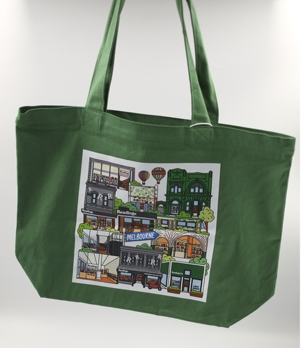 Cover image for Readings x Lawz Drawz Tote Bag - Bottle Green