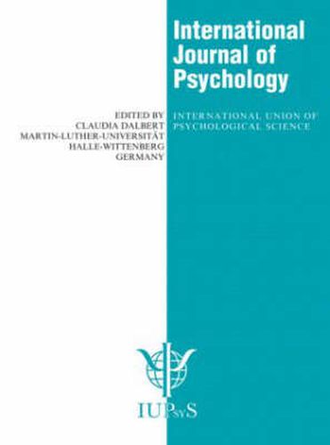 Cover image for International Journal of Psychology: International Union of Psychological Science