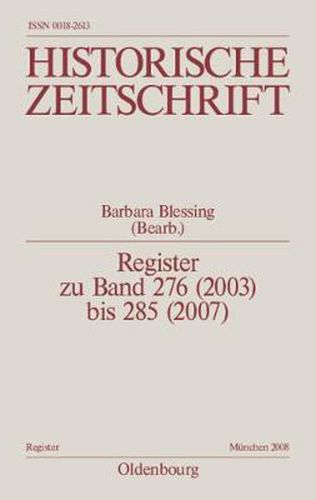 Cover image for Register zu Band 276 (2003) bis 285 (2007)