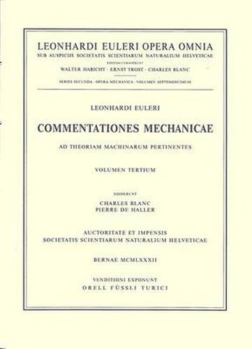 Cover image for Commentationes mechanicae ad theoriam machinarum pertinentes 3rd part